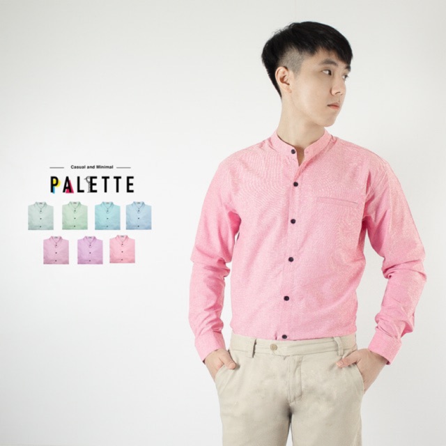 ภาพหน้าปกสินค้าเสื้อเชิ้ตคอจีน กระเป๋าเจาะ สีพื้น By Palette Shirt
