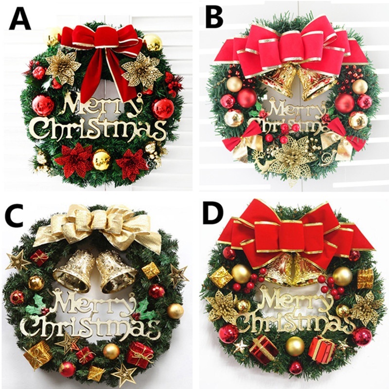 พร้อมส่งจ้า-christmas-wreath-พวงดอกไม้คริสต์มาส-30-40-50-ซม-อุปกรณ์-ตกแต่งหน้าต่าง-ตกแต่งบ้านประตู-พวงหรีดคริสต์มาส