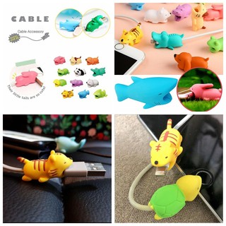 Cute Animal Bite USB Charger Data Protection Cover Cable Take A Line Protective