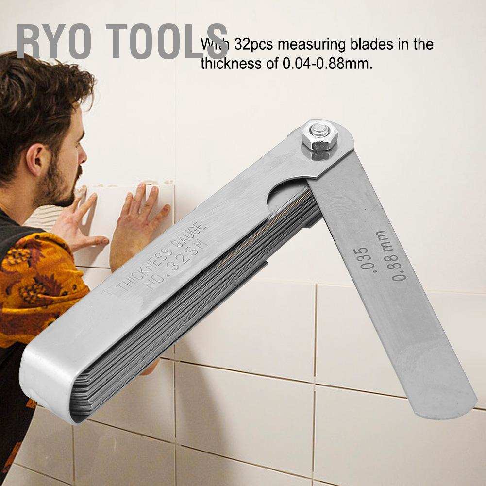 Ryo เครื่องมือวัดความหนาสเตนเลส 32 ใบมีด 0.04-0.88 มม. | Shopee Thailand