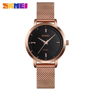 SKMEI Elegant Women Quartz Watch Fashion Simple Design Water Resistant Stainless Steel Strap Rose Gold reloj