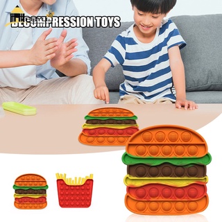 【ราคาถูก】FBYUJ Pop Bubble Fidget Sensory Toy Push Fidget Toy for Kids Silicone Stress Relief Toys with Hamburger/French Fries Shape