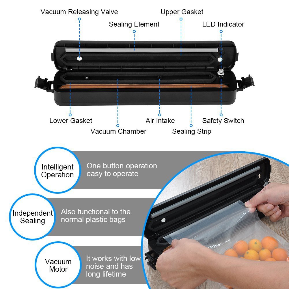 เครื่องซีลสูญญากาศ-ปิดปากถุง-vacuum-sealer-xinbaolong-รุ่น-lp-11-พร้อมถุงแวคคั่ม-10-ใบ-สีดำ