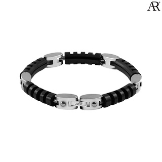 ANGELINO RUFOLO Bracelet ดีไซน์ Bumper Chain สร้อยข้อมือผู้ชาย Stainless Steel 316L(สแตนเลสสตีล)คุณภาพเยี่ยม สีเงิน/สีดำ