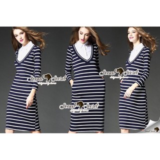 Nifty Stripe Shirt Colar Dress