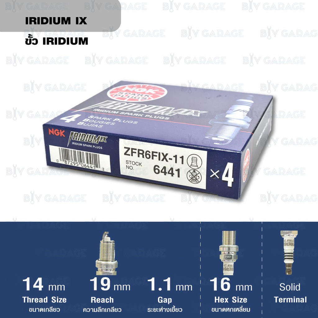 ngk-หัวเทียนขั้ว-iridium-zfr6fix-11-4-หัว-ใช้สำหรับรถยนต์-hondacivic-dimension-accord-v6-crv-2-0-2-4-439