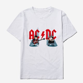 Voltreffer เสื้อโค้ต Acdc เสื้อ Homme Hiphop ออกแบบเสื้อแขนสั้นเสื้อสตรีท Streetwear เสื้อยืดสีขาว