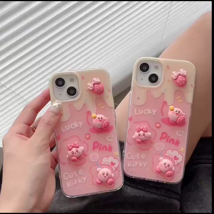 คูปองเคลม-เคสไอโ-case-for-iphone-11-12-การ์ตูน-3-มิติ-ลัคกี้สตาร์เคอร์บี้-เคส-14-13-12-11-pro-max-เคสมือถือกันกระแทก