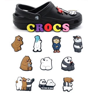 ใหม่ จี้การ์ตูนหมีแพนด้า ขั้วโลก หมีน่ารัก วัสดุ PVC สําหรับตกแต่งรองเท้าแตะ Crocs DIY