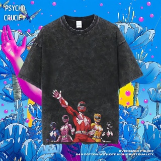 เสื้อยืด ขนาดใหญ่ พิมพ์ลาย Psycho Crucify Power Rangers Mighty Morphin | หินล้างทําความสะอาด | เสื้อยืด ลายการ์ตูน | เสื