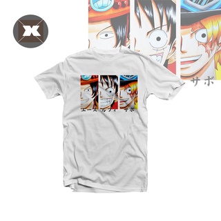 เสื้อยืดผู้ชายเสื้อยืดแขนสั้น One Piece - Ace Luffy Sabo ลําลองคุณภาพสูงสําหรับผู้หญิง