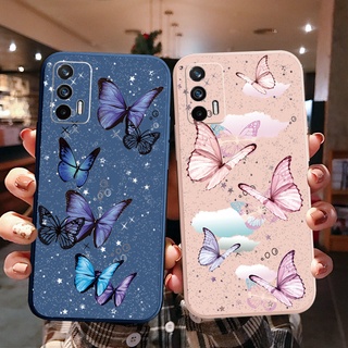 เคสโทรศัพท์มือถือ ขอบสี่เหลี่ยม ลายผีเสื้อ หรูหรา สําหรับ OPPO A16 A94 A53 A15 A12 AX7 A52 A72 A92 A74 A54 5G