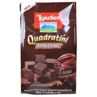 ❤️ไม่แท้คืนเงิน❤️ Loacker Quadratini Double Choc 125g เวเฟอร์รสโกโก้สอดไส้ครีมช็อกโกแลต