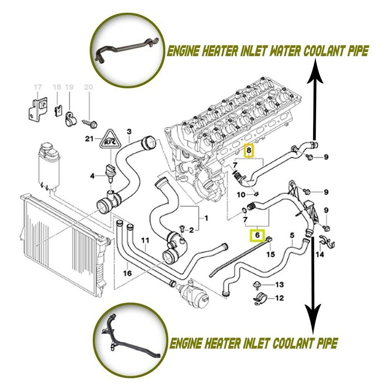 ท่อน้ําหล่อเย็นเครื่องยนต์-สําหรับ-bmw-e39-e46-2-ชิ้น-11531705210-11537502525