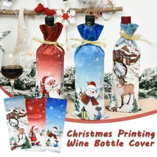 กระเป๋าใส่ขวดไวน์ ลายการ์ตูนซานตาคลอสน่ารัก แบบสร้างสรรค์ สําหรับตกแต่งโต๊ะ ปาร์ตี้คริสต์มาส