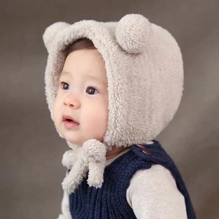 หมวกเด็กไหมพรมหมวกเด็กกันหนาว มีหู หมี่