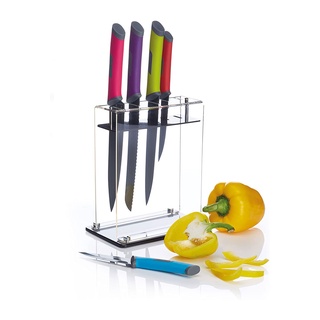 KitchenCraft Colourworks 5 pc Knife Set w/Acrylic Block ชุดมีด 5 เล่มพร้อมแท่นวางมีด รุ่น CWKNB25