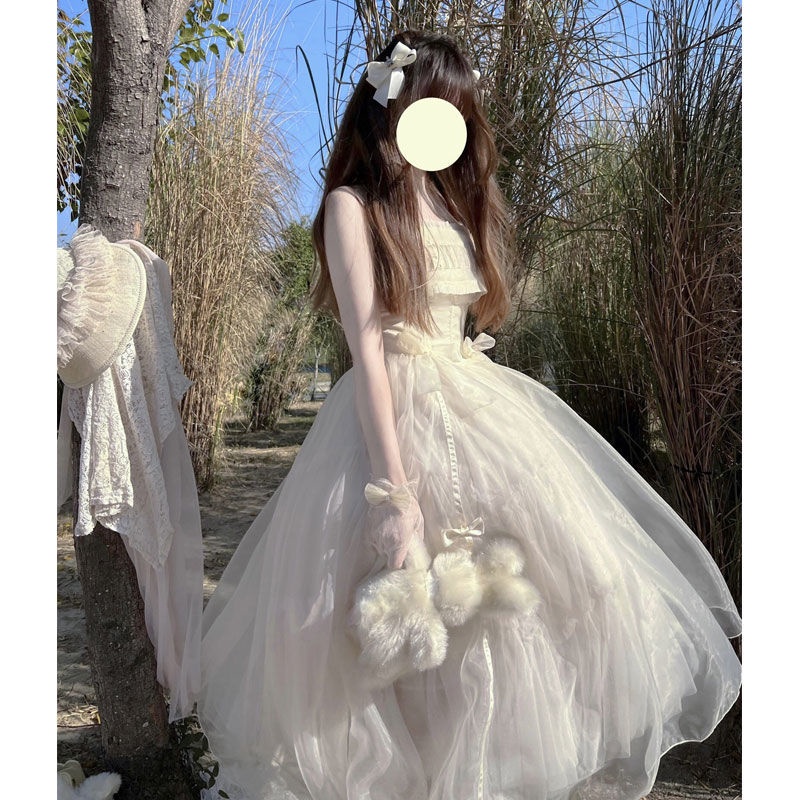 hot-sale-22521princess-at-the-run-dress-ballet-lolita-dress-little-jewel-flower-wedding-ชุดเดรสกระโปรงสลิงฝรั่งเศส
