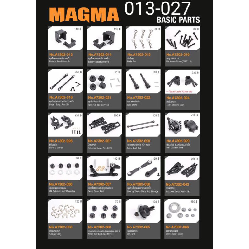 อะไหล่kasemoto-magmaรหัส7302เบอร์13-เบอร์27