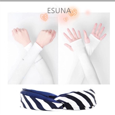 esuna-ปลอกแขนกันแดด-เกี่ยวนิ้ว-lets-slim-ปลอกน้ำแข็งไหม-unisex-ส่วนยาว-ป้องกันรังสียูวี-ผ้าไหมนมยืดหยุ่นสูง-ป่า-0