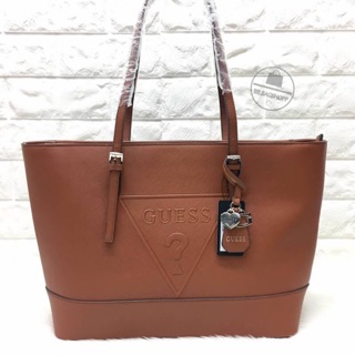 GUESS LARGE TOTE BAG (outlet) สีน้ำตาล