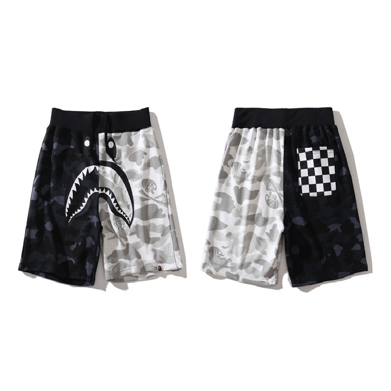 bape-f1-กางเกงขาสั้น-ลายพราง-สีตัดกัน