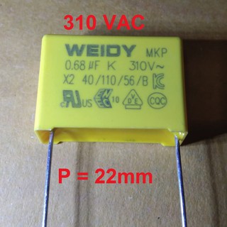ภาพหน้าปกสินค้า1ตัว X2 MKP 684 680n 0.68uF 310V 310VAC MKP-X2 ยี่ห้อ Weidy ที่เกี่ยวข้อง