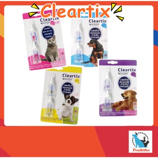 สินค้า 2 หลอด Cleartix ผลิตภัณฑ์ป้องกันหมัดและเห็บ หยดกำจัดเห็บหมัด สุนัข - แมว ( 1 แผง )
