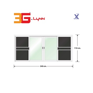 3G (X-Serie) หน้าต่างอะลูมิเนียม บานเลื่อน FSSF 240x110ซม. สีขาว พร้อมมุ้ง