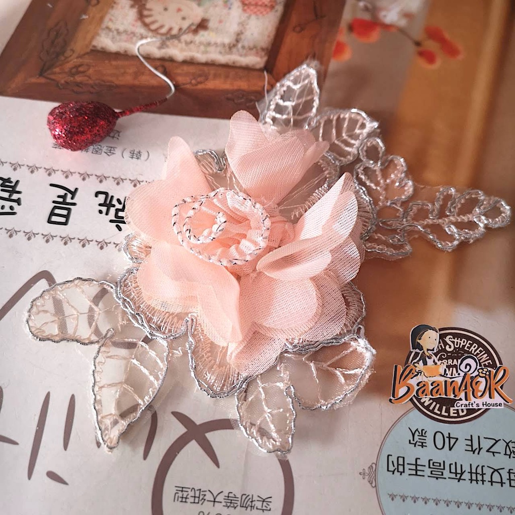 ดอกไม้-ตกแต่ง-ดอกไม้ผ้า-ใช้สำหรับตกแต่งชิ้นงานให้น่ารักมากขึ้น-ขนาด-10cm-carne-สีครีมส้ม-จำนวน-1-ดอก-สินค้าพร้อมส่ง