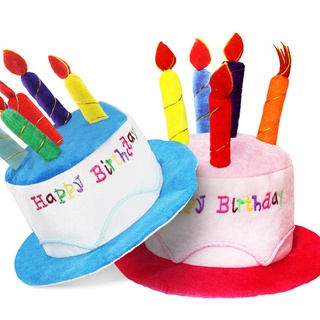 หมวกแฟนซี ผ้ากํามะหยี่ขนนิ่ม ลาย Happy Birthday สําหรับงานปาร์ตี้วันเกิด