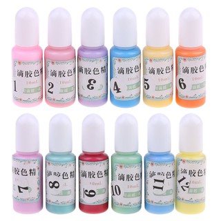 สีเรซิ่นอีพ็อกซี่ สีแคนดี้ มาการอง สำหรับทำเครื่องประดับ DIY 12 ขวด