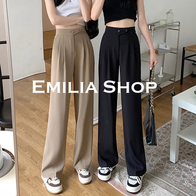 ภาพหน้าปกสินค้าEMILIA SHOP กางเกงขายาว กางเกงเอวสูง สไตล์เกาหลี 2022 ใหม่ ES220107