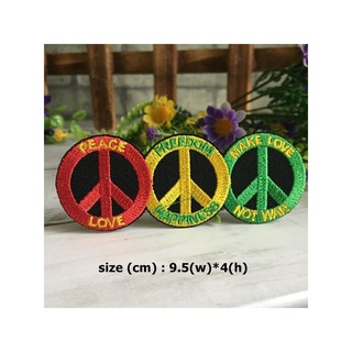 เครื่องหมาย peace ตัวรีดติดเสื้อ อาร์มรีด อาร์มปัก ตกแต่งเสื้อผ้า หมวก กระเป๋า แจ๊คเก็ตยีนส์ Hippie Embroidered Iron ...