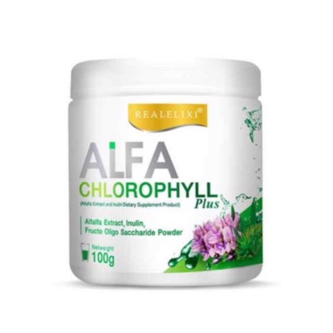ภาพหน้าปกสินค้าReal Elixir Alfa Chlorophyll Plus ( คลอโรฟิลล์ ) 100 กรัม x 1 กระปุก Real Elixi