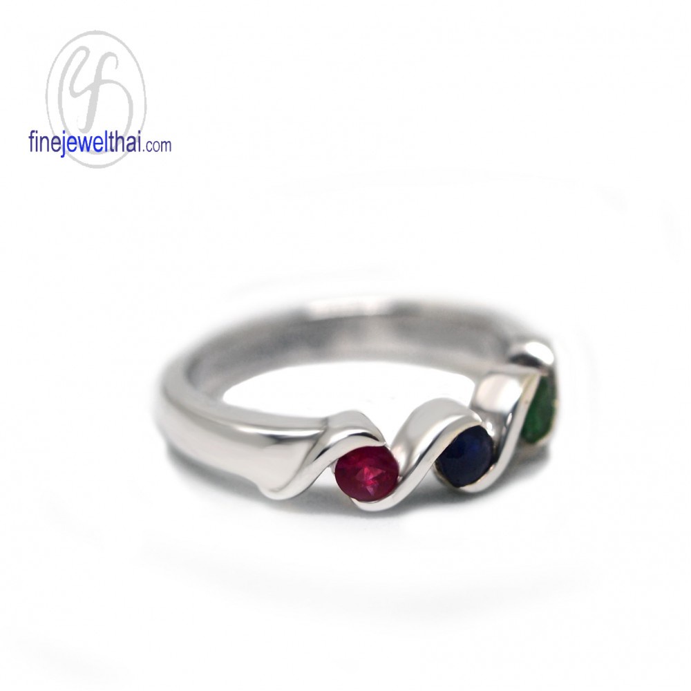 finejewelthai-แหวนพลอย-แหวนไพลิน-แหวนมรกต-แหวนทับทิม-พลอยแท้-แหวนเงินแท้-r1037mix-g