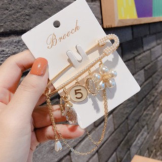 High-end Korean Version Small Fragrance Wind Brooch Shine Zircon Pendant Pearl Flowers Small Fragrance Wind Brooch Fashion Exquisite Brooch Popular All-match Accessories