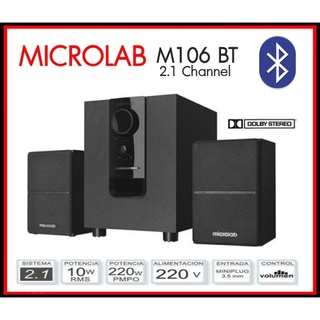 Microlab รุ่น M106BT มีบลูทูธในตัว (Bluetooth) ลำโพง 2.1Ch. ลำโพงขนาดเล็ก รับประกันศูนย์ 1 ปี เสืยงดี ล้าน %