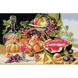 ชุดปักครอสติช ผลไม้ ถาดผลไม้ (Hearty fruit cross stitch kit)