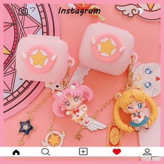 Sony WF-L900 Case Cover LinkBuds Silicone Soft Case Cover Cartoon Sailor Moon Keychain Pendant Metal Magic Wand Sony LinkBuds L900 Bluetooth Headphone Case Cover Shockproof Case Cover