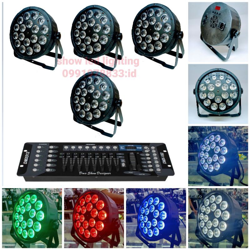 ชุดไฟพาร์-led-18l-ed-4in1-rgbw-10w-4-ตัวพร้อมบอร์ด-dmx-512-ไฟดิสโก้เธค-ไฟปาร์ตี้-ไฟพาร์-disco-par-light