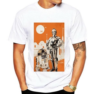 เสื้อยืดผ้าฝ้ายพรีเมี่ยม เสื้อยืด ผ้าฝ้าย พิมพ์ลาย Droids สไตล์เรโทร