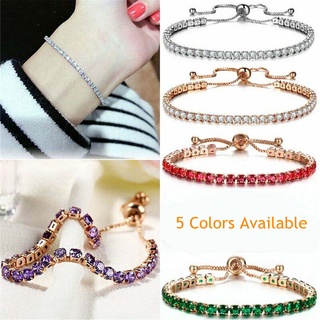 Exquisite Adjustable Slider Buckle Tennis Bracelet Multicolor Shining Zircon Crystal Bracelets for Party Jewelry