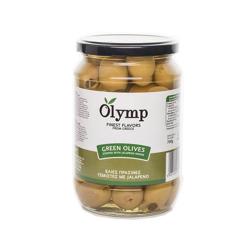 พร้อมส่ง-โอลิม-มะกอกเขียว-สอดไส้พริกจาลาพีโน-ขนาด-700-กรัม-olymp-green-olives