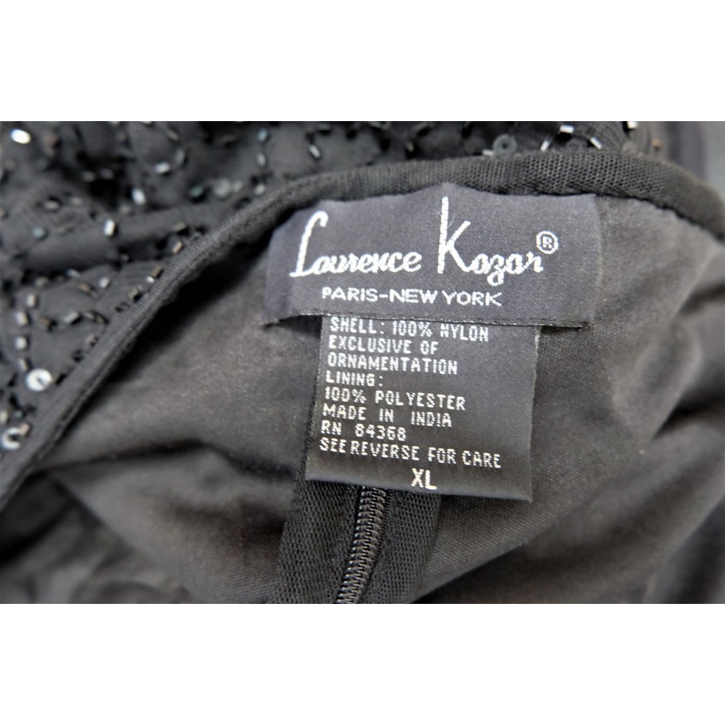 เสื้อแขนล้ำสีดำ-ปักปล้องทั้งตัว-งานแบรนด์นำเข้า-laurence-kazar