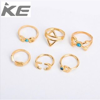 Accessories Vintage Exaggerated Rings Geometric Turquoise Moon Set of 6 Rings for girls for wo