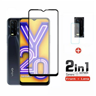 ส่งทั่วไทย ตรงรุ่น ได้แป็นชุด 2in1 Vivo Y20 Y20i ฟิล์มเลนส์กล้อง ฟิล์มกระจกเต็มจอขอบดำ ฟิล์มกันกระแทก