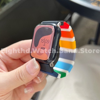 สายนาฬิกาข้อมือซิลิโคน สําหรับ Smart Watches Series 8 7 6 SE 5 4 3 2 1 Stitch ขนาด 41 มม. 45 มม. 44 มม. 42 มม. 40 มม. 38 มม.