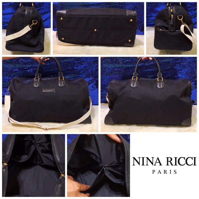 nina-ricci-black-canvas-travel-bag-แท้