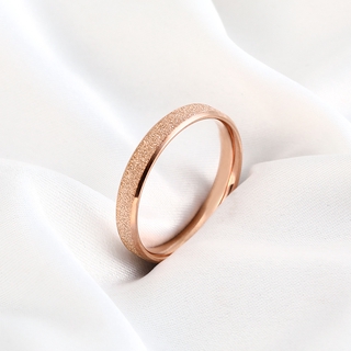 แหวนแต่งงานสแตนเลสระดับไฮเอนด์เรียบง่าย 18K Rose Gold Frosted